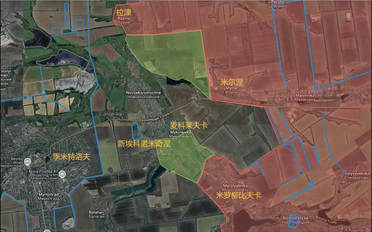 俄军中部集群在红军城东面占领新经济镇（新埃科诺米奇涅）南部，同时攻入麦科莱夫卡。