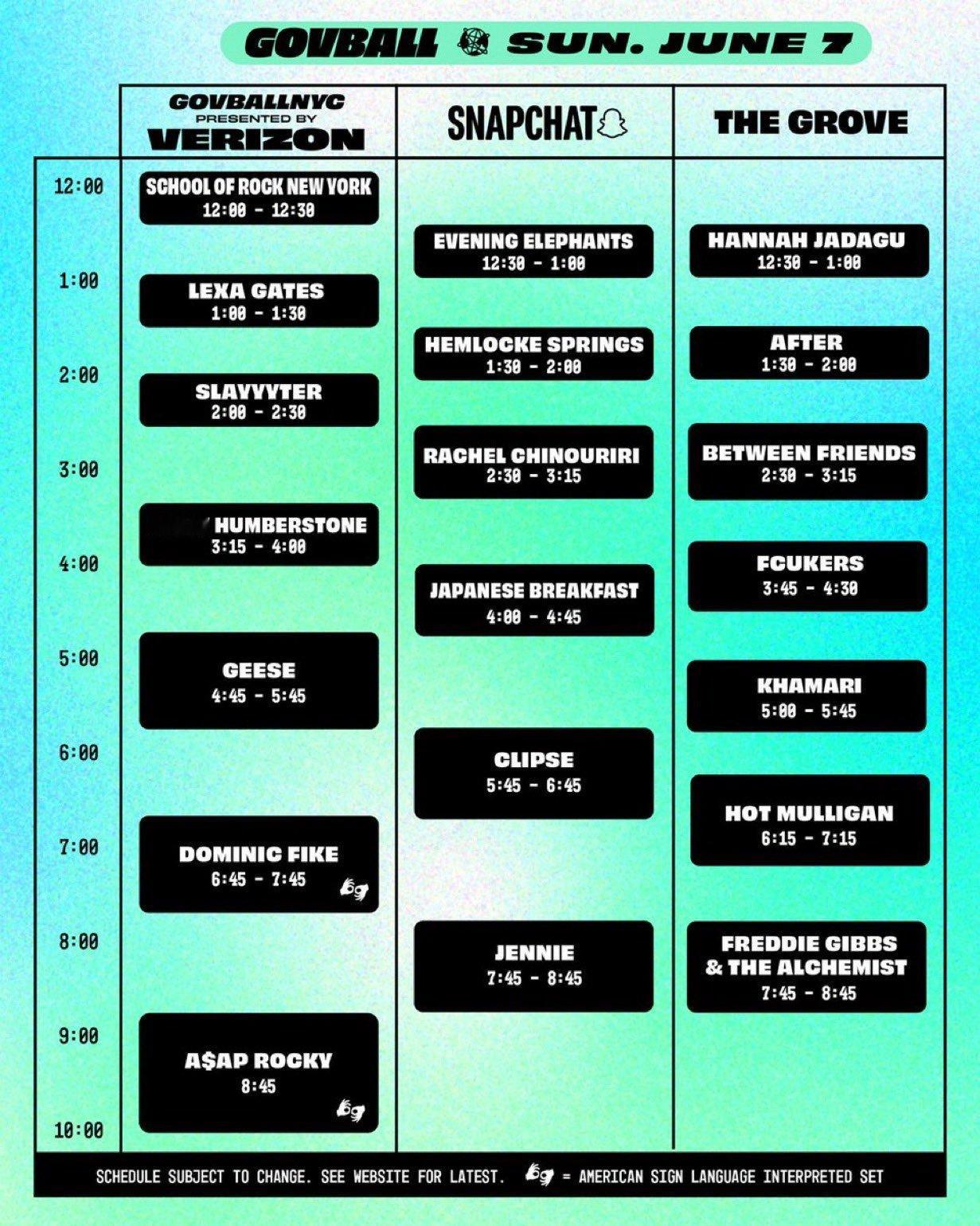 Jennie × GovBall音乐节演出时间📆💥6月7日下午7:45-8: