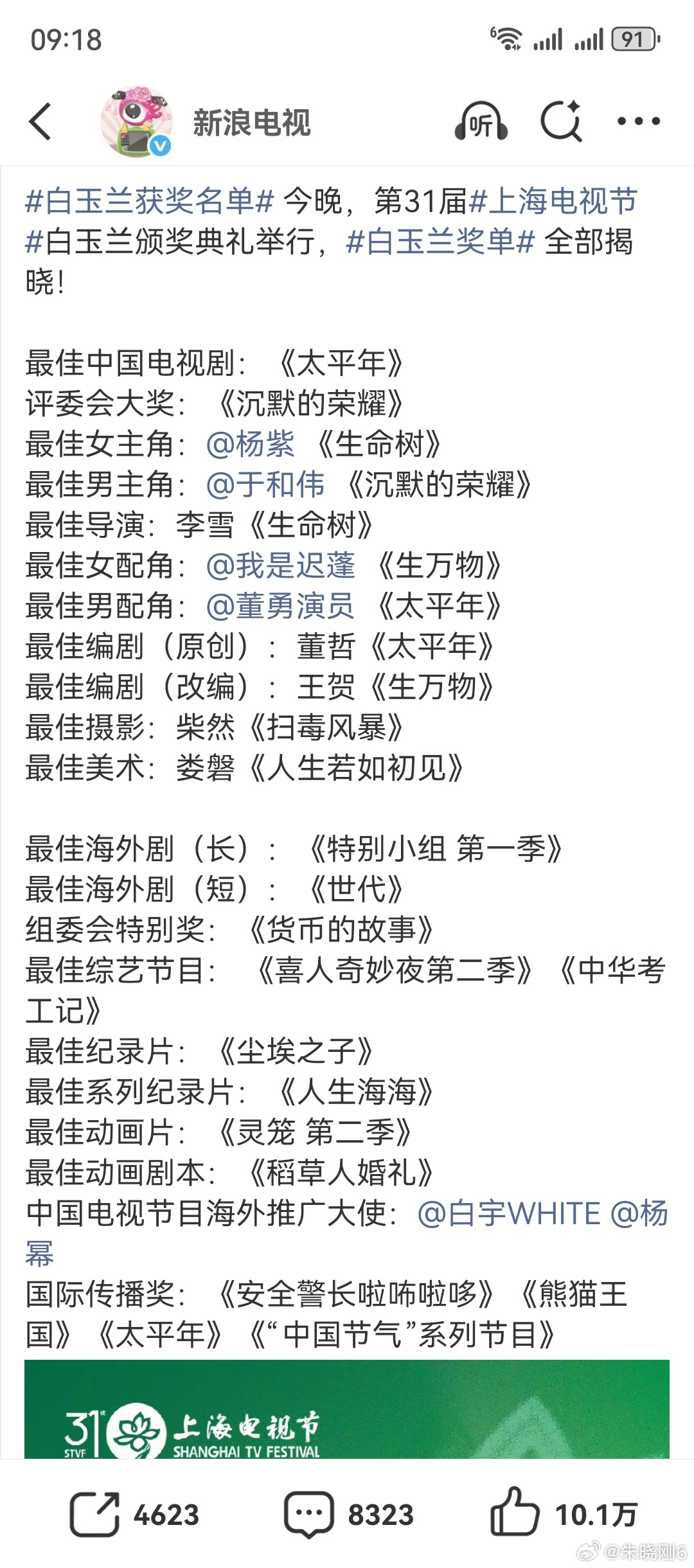 爱奇艺年，都实至名归2026白玉兰奖