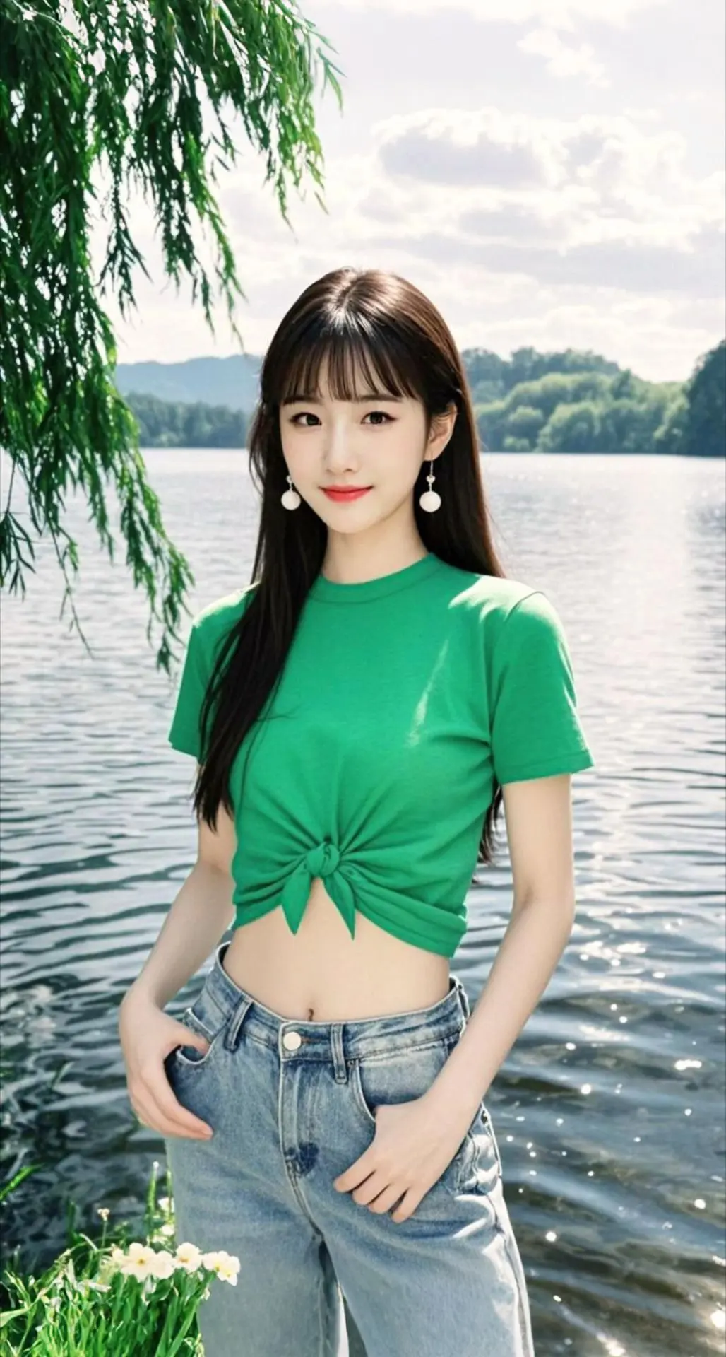 AI扩图 AI湖畔绿影