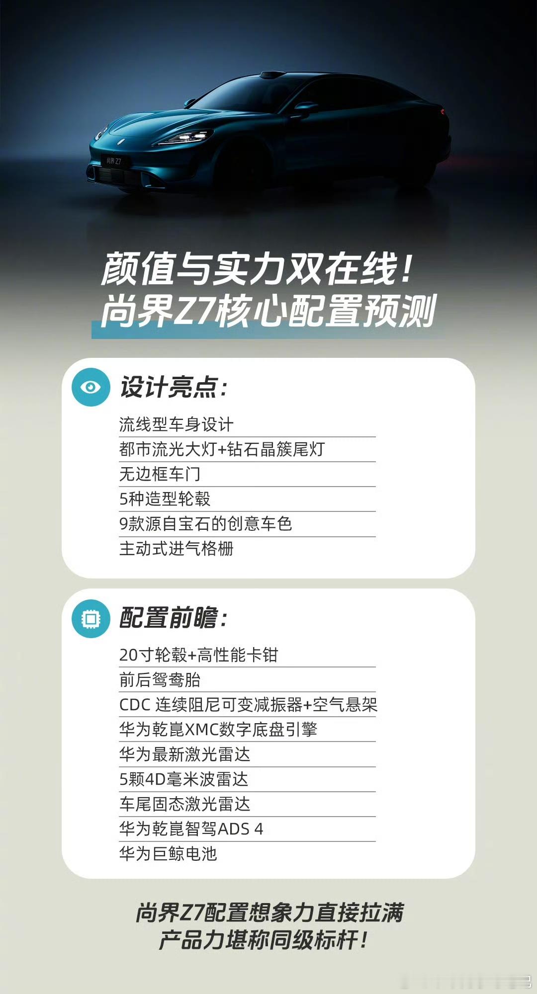 尚界z7 这波预热确实效果不错，关键的问题也讲清楚了，等一波实车 尚界z7亮点前