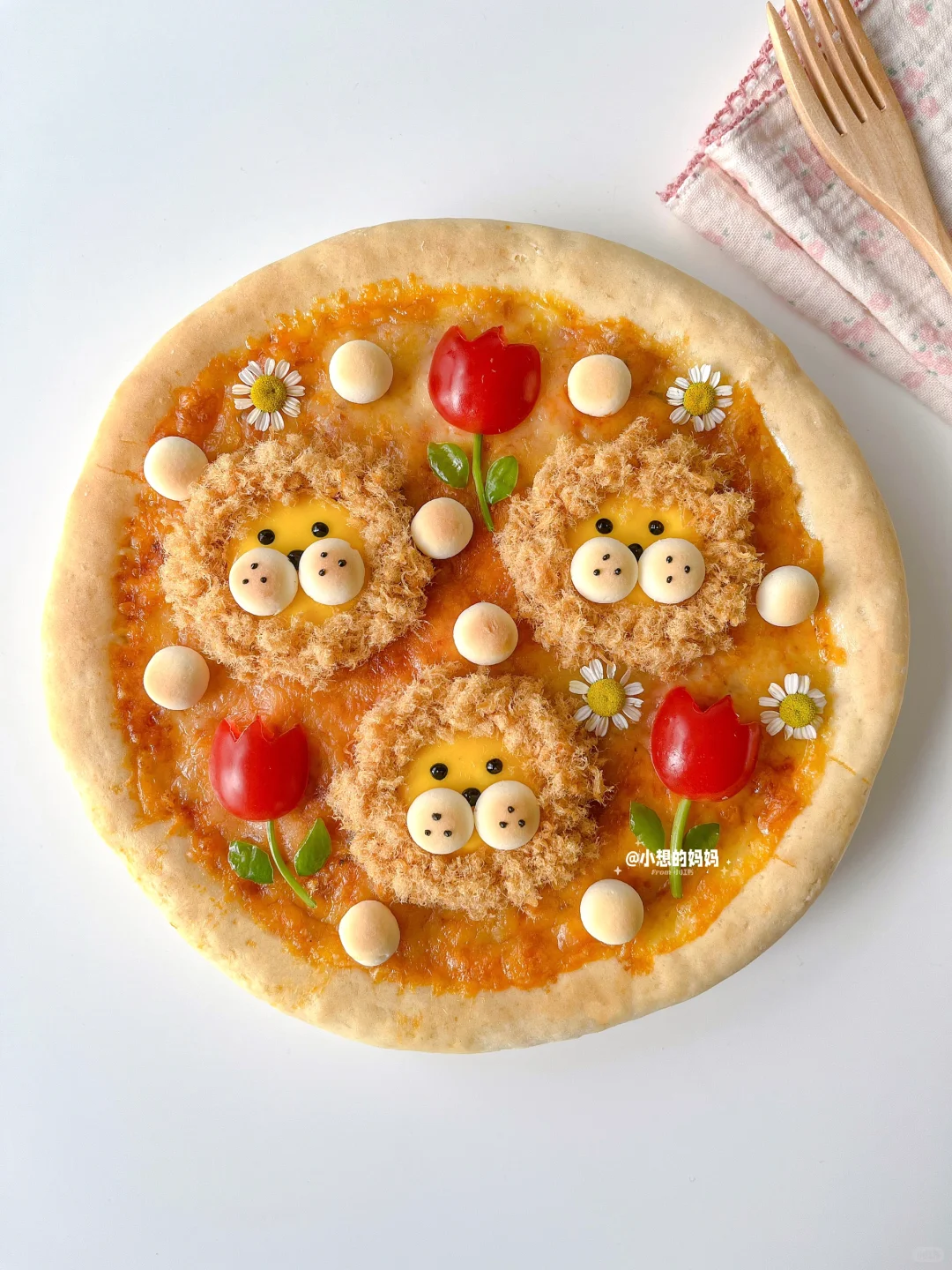 春日限定🦁️超可爱的小狮子肉松芝士披萨🍕