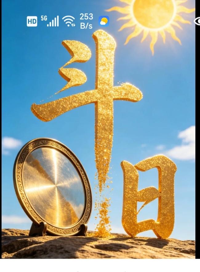图中画面真给力；
画面有日头和镜；
汉字就有斗和日；
谐音猜个成语来，
就等高手