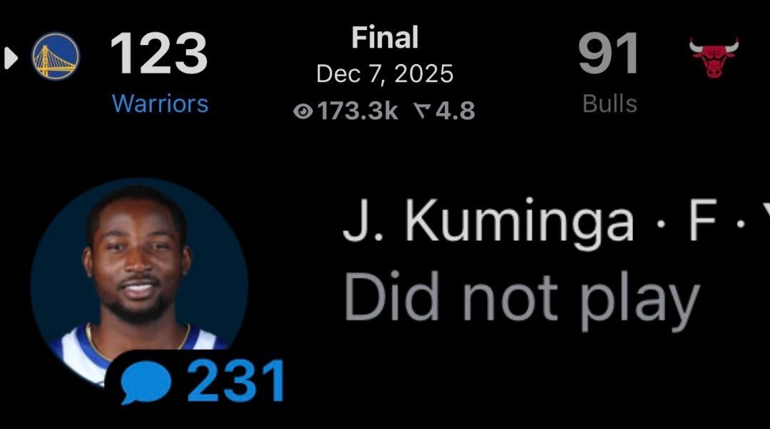 残阵勇大胜公牛，值得一提的是本场比赛库明加没有登场，没有显示伤病问题。上一场对骑