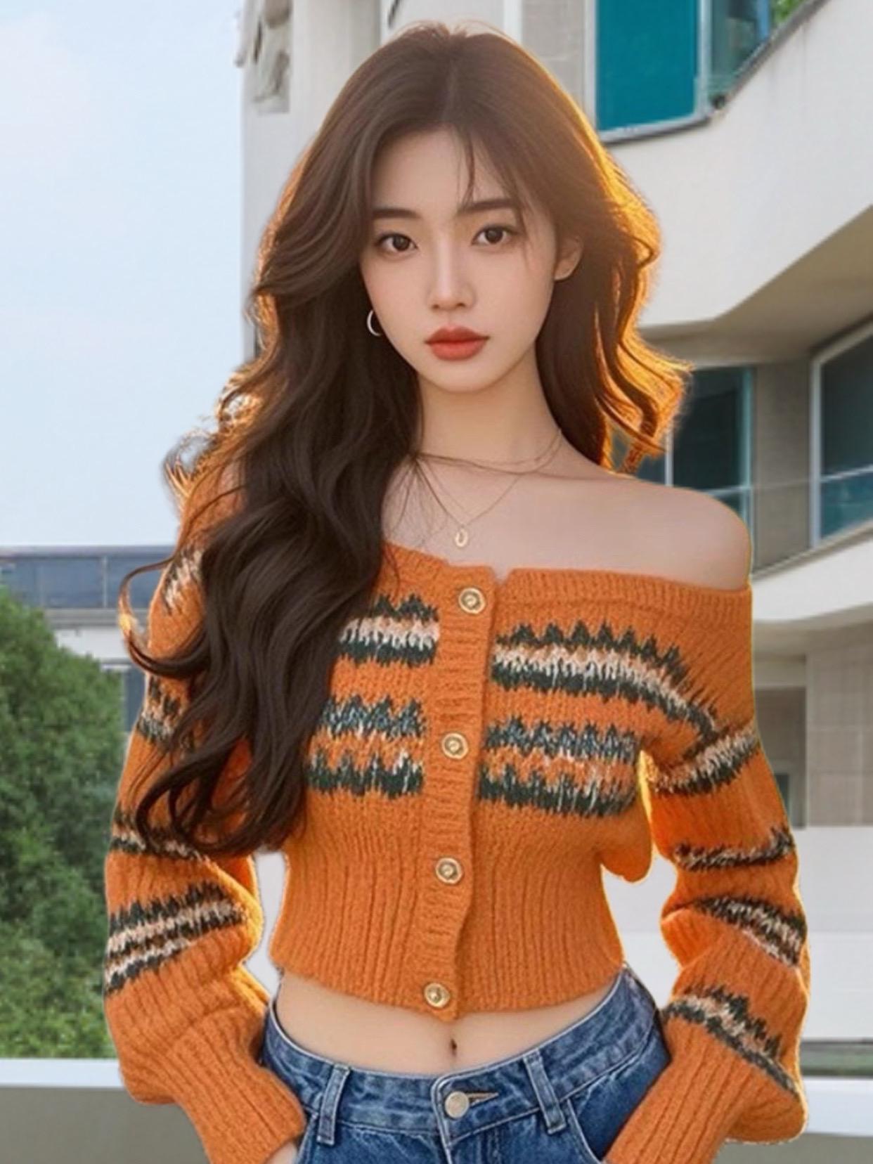 一字肩上衣 上衣 纯欲风上衣 百搭上衣 秋冬穿搭