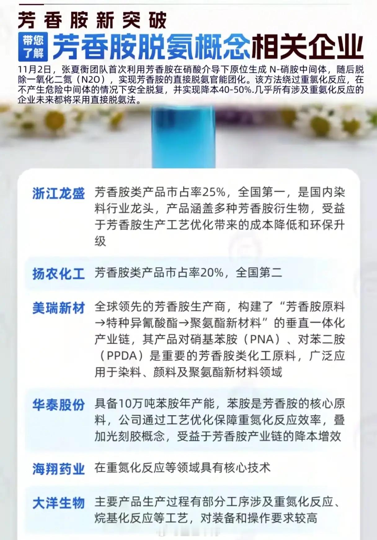 11月2日，张夏衡团队在芳香胺脱氨技术上的突破性进展，为化工产业带来了一场工艺革
