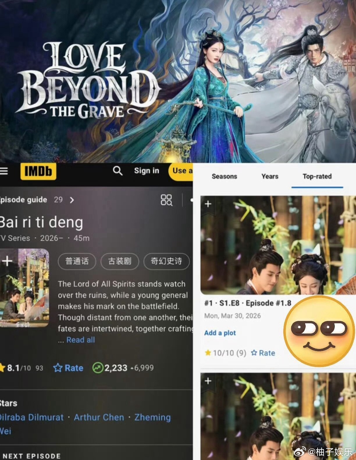 迪丽热巴陈飞宇《白日提灯》在外网IMDB评分8.1分，海外人气好高啊，外网口碑认