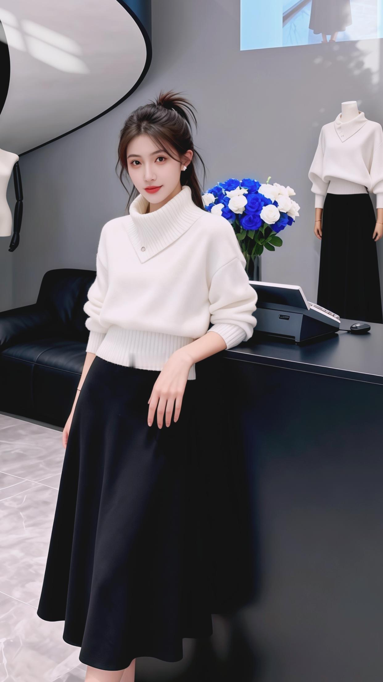 女装 穿搭 时尚 套装 a字裙