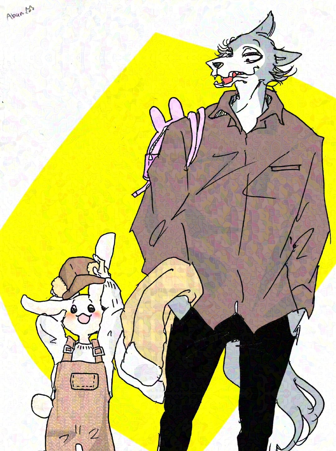 《BEASTARS》大灰狼雷格西和小白兔春的日常！！（绘：あばん）好可爱温馨的画