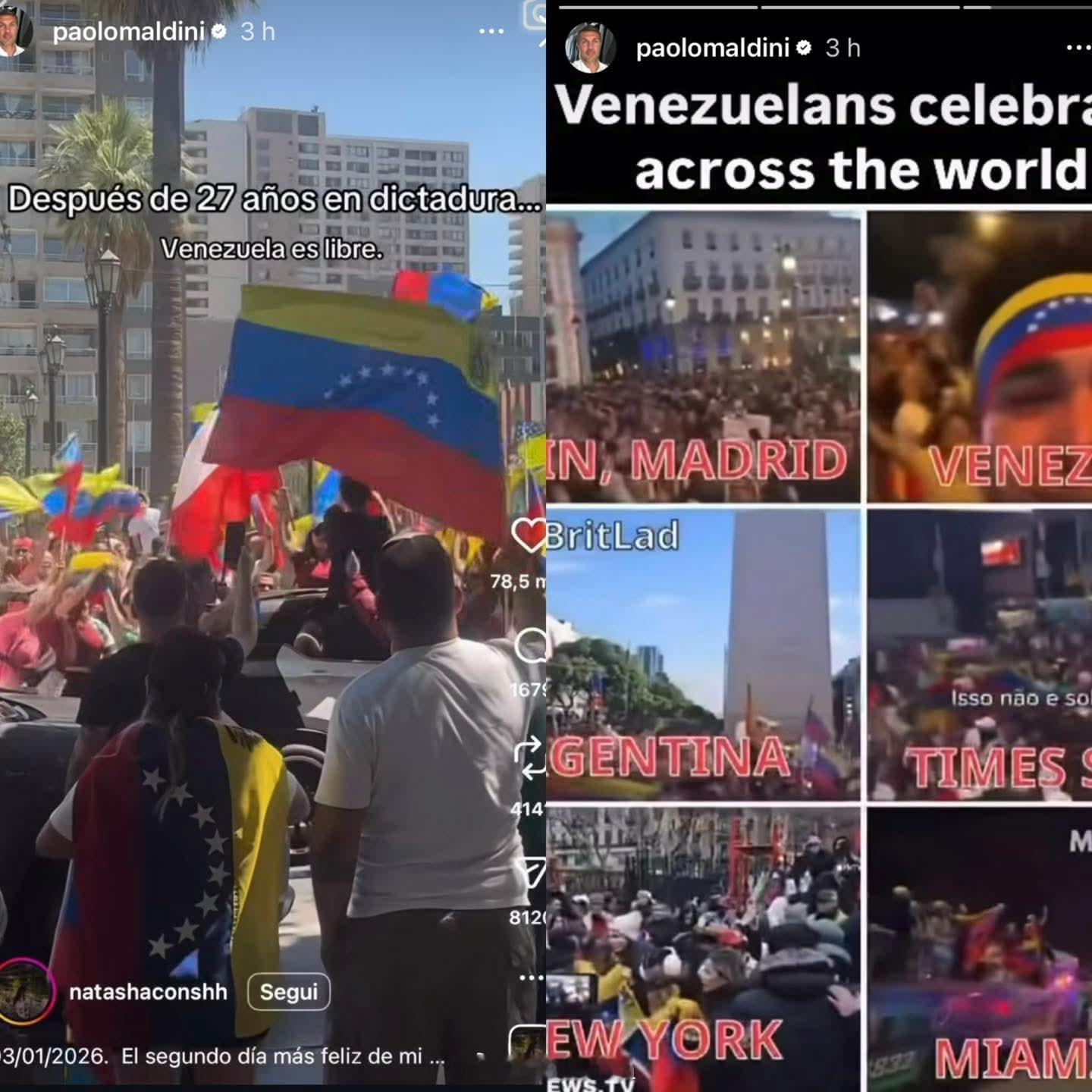 前AC米兰和意大利国家足球队球员保罗·马尔蒂尼在Instagram上发布了一条动