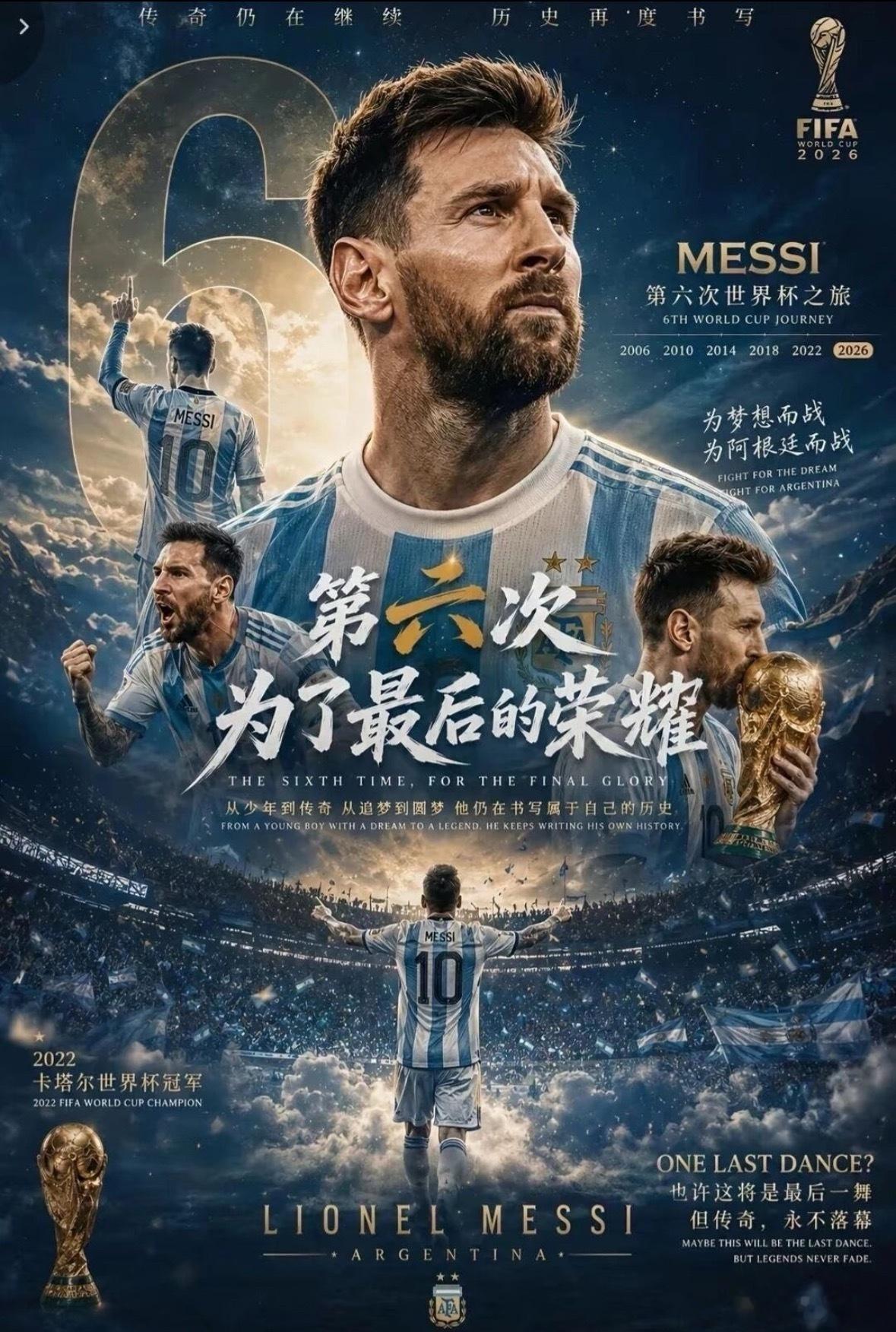 阿根廷球迷今天全体计划有变本来压着声音不敢喊，心想38岁老头最后一届，进一个就血