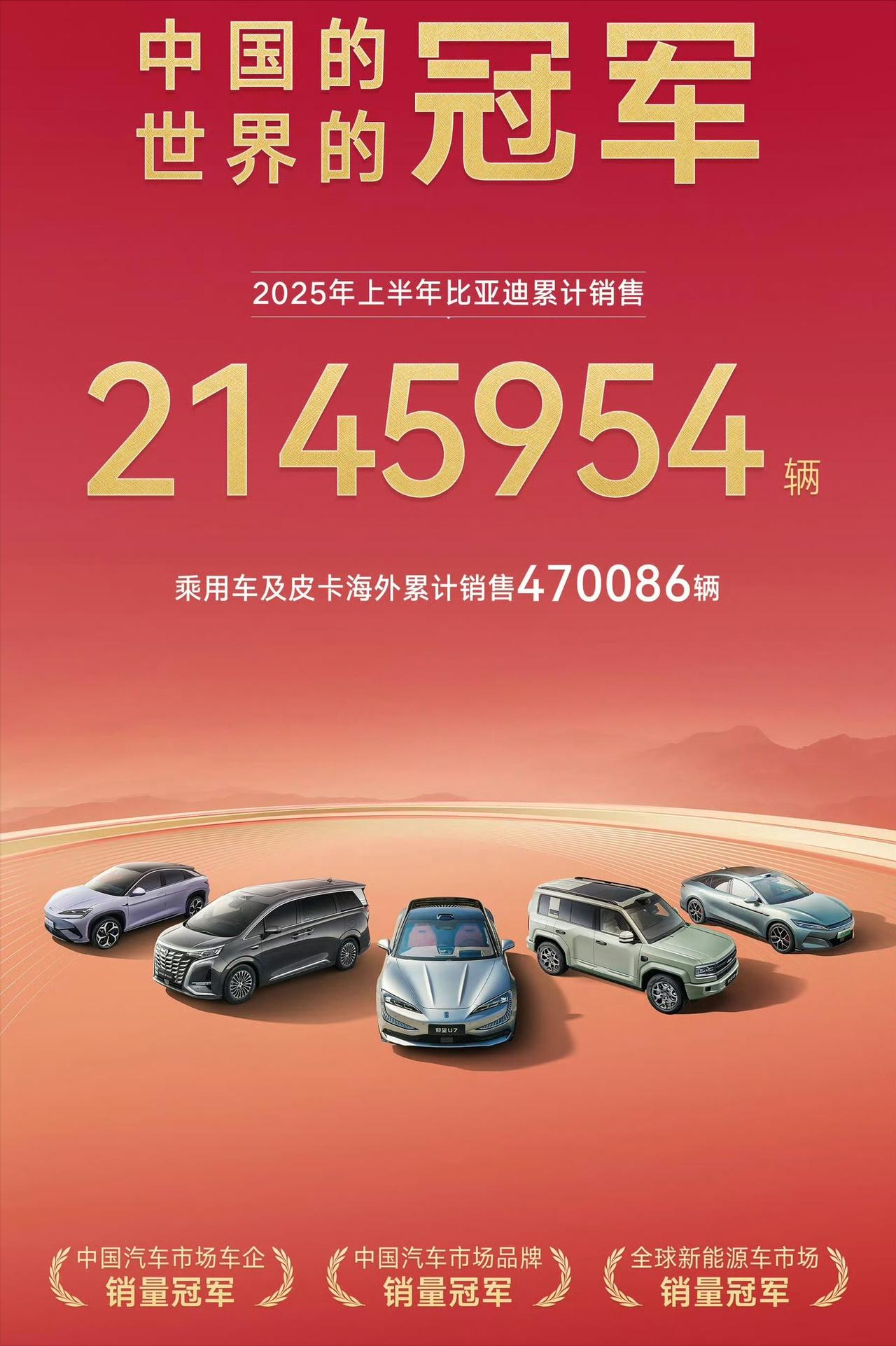 2025年7月30日，比亚迪集团品牌及公关处总经理李云飞宣布，公司上半年累计销量