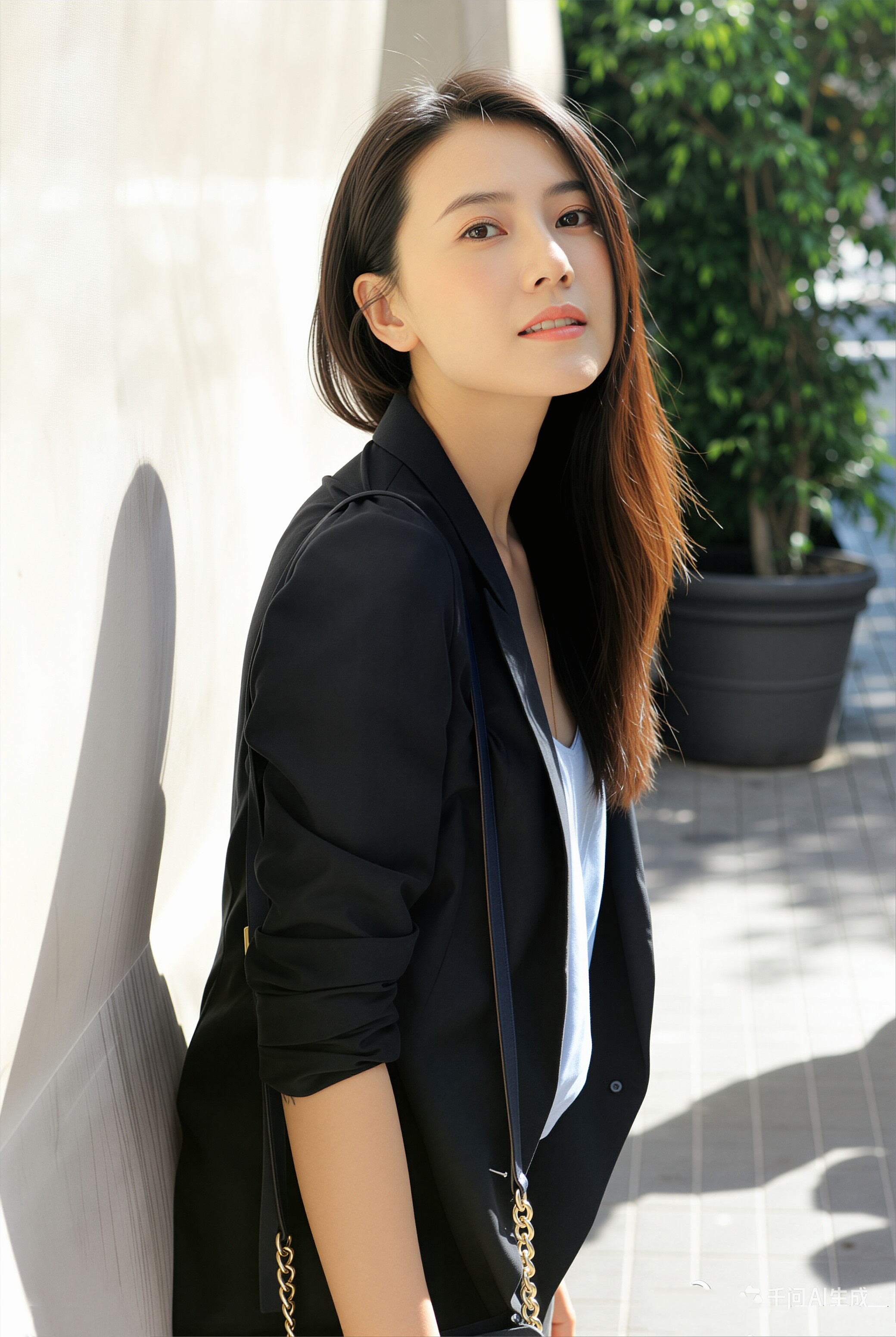 高圆圆 气质干练又温柔，黑西装衬得整个人清爽利落，很像努力搞钱、认真生活的都市女