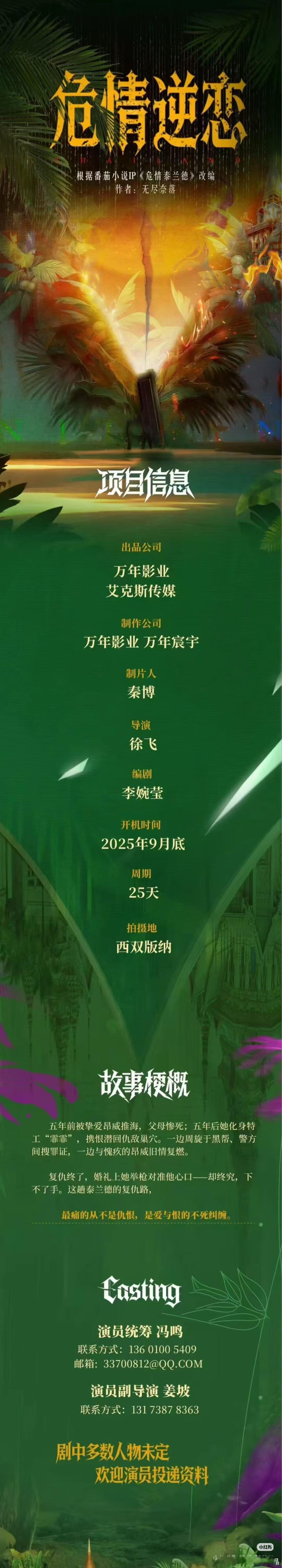 柯淳即将进组的横屏短剧是根据小说《危情泰兰德》改编，之前有过一个竖短版本。 ​​