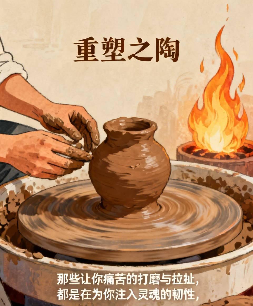 重塑之陶
一团粗糙的泥土被送上转盘，匠人的双手沾满泥浆，反复揉捏、拉伸、塑形。泥