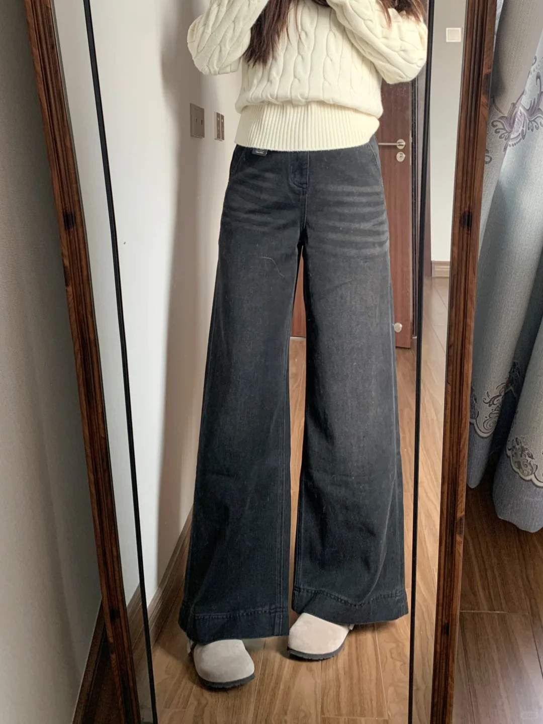 158/105微胖梨形买到超满意的阔腿牛仔裤！🥰