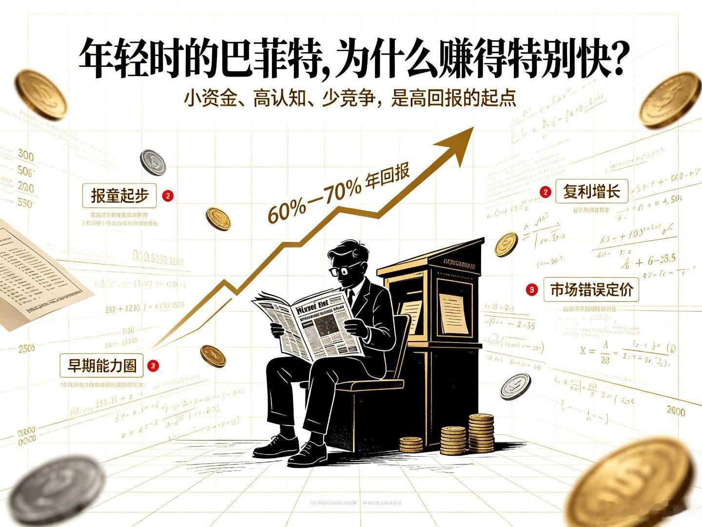 巴菲特年少时的年投资回报高达60-70%，这是怎么做到的？其实有部分原因，是他在