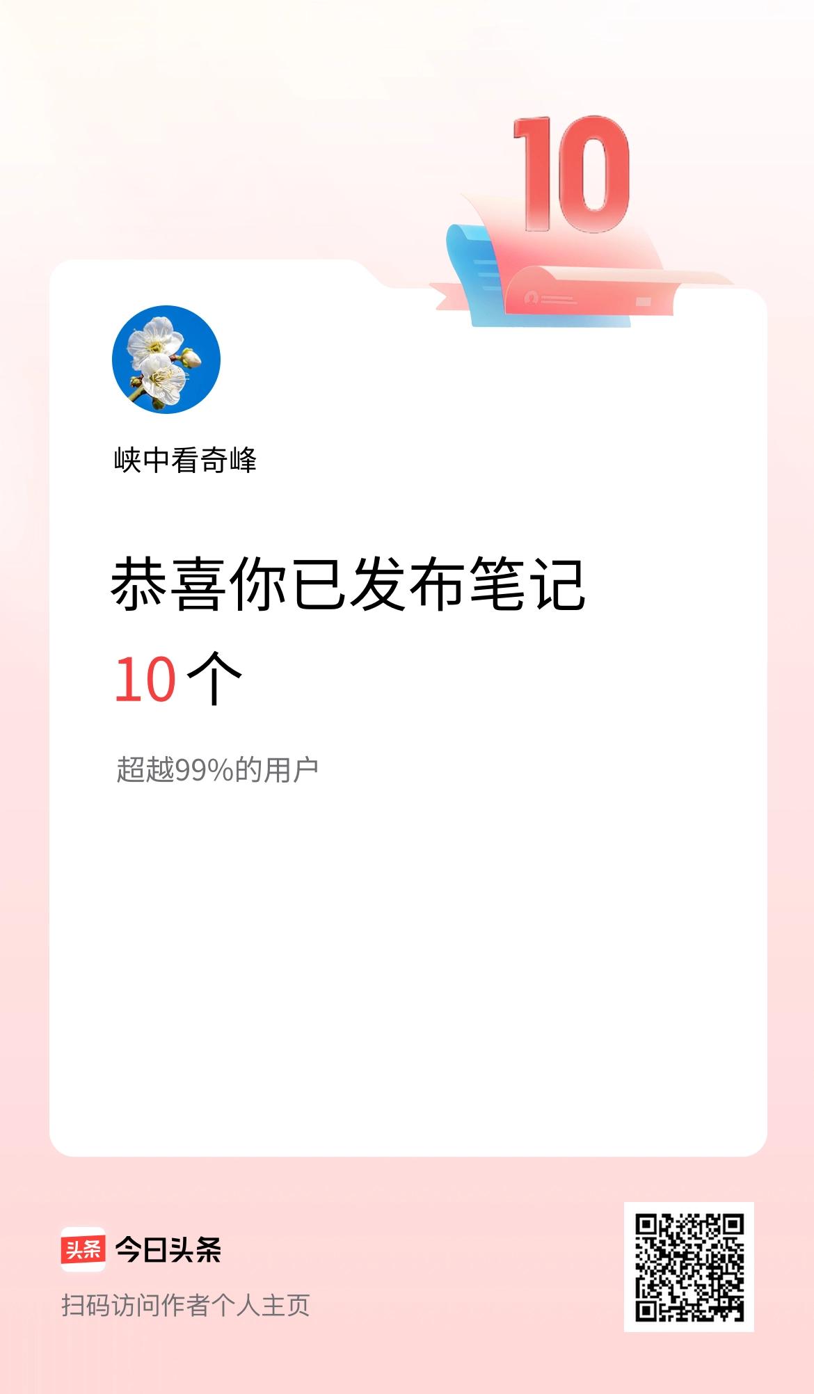 我在头条累计投稿笔记10个