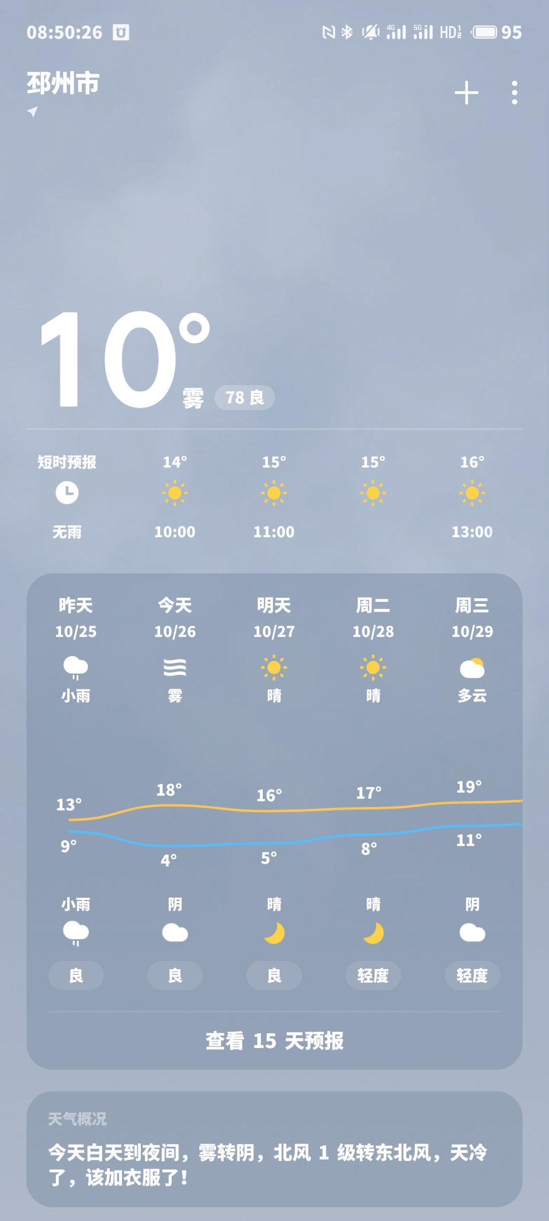 天气逐渐转凉了[泪]，最害怕冬天了[泪] ​​​