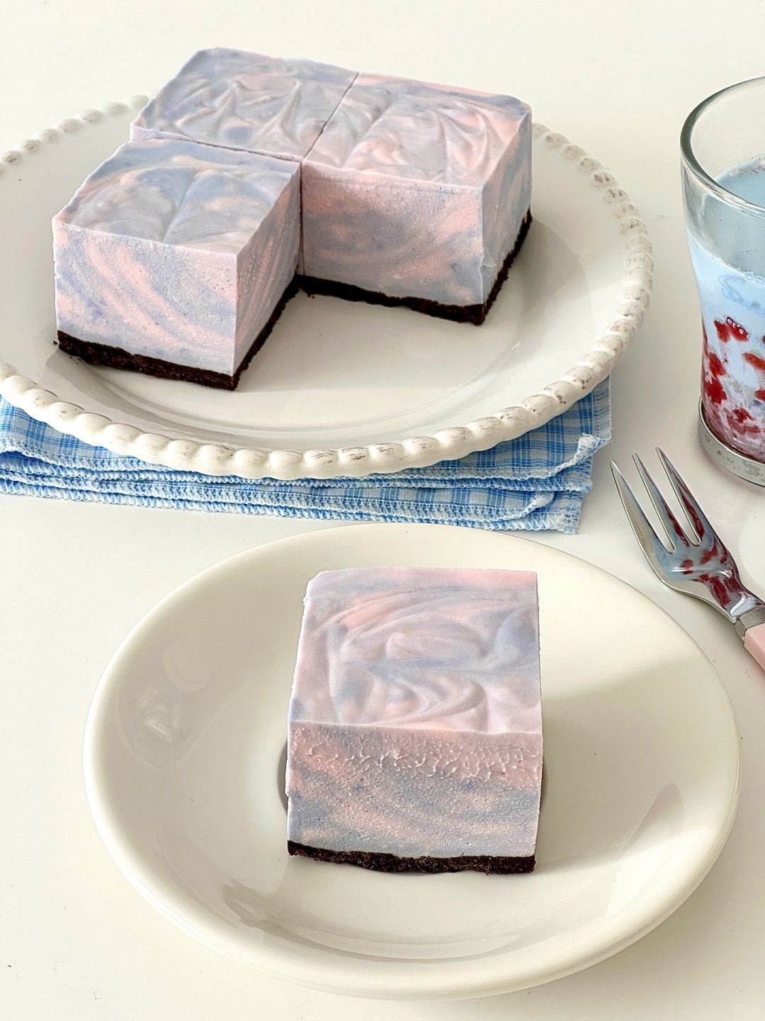 免烤箱🩵🩷大理石慕斯蛋糕｜新年小甜品