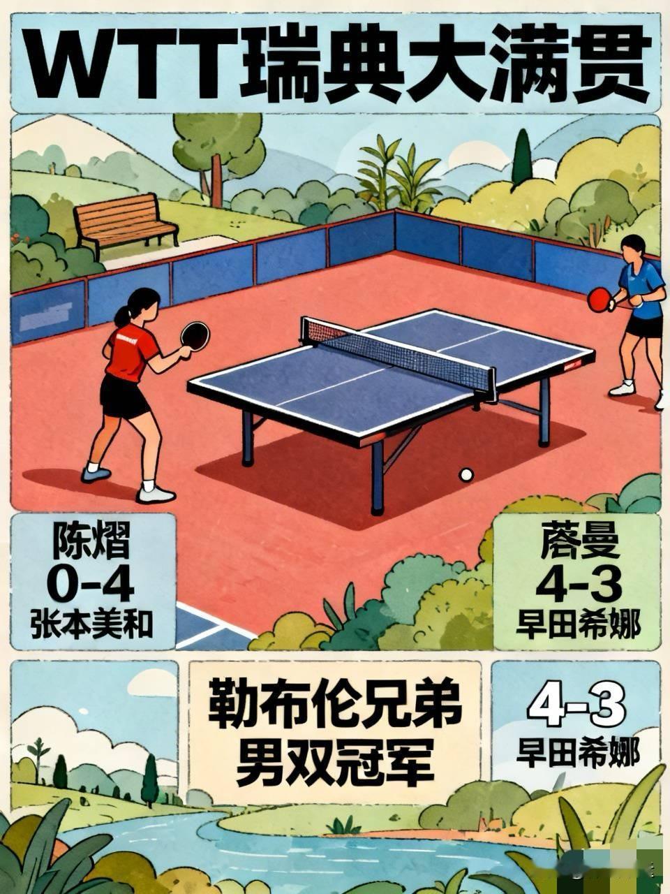 WTT瑞典大满贯快讯，🇨🇳陈熠不敌张本美和无缘四强[捂脸][捂脸]🇨🇳蒯