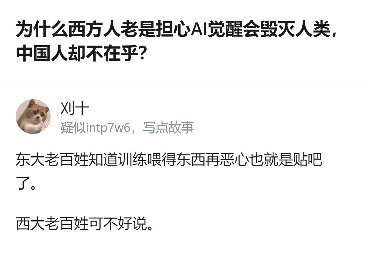 从现有信息看，针对AI相关的不同态度，有提到东西方民众的关注点差异，还涉及到不同