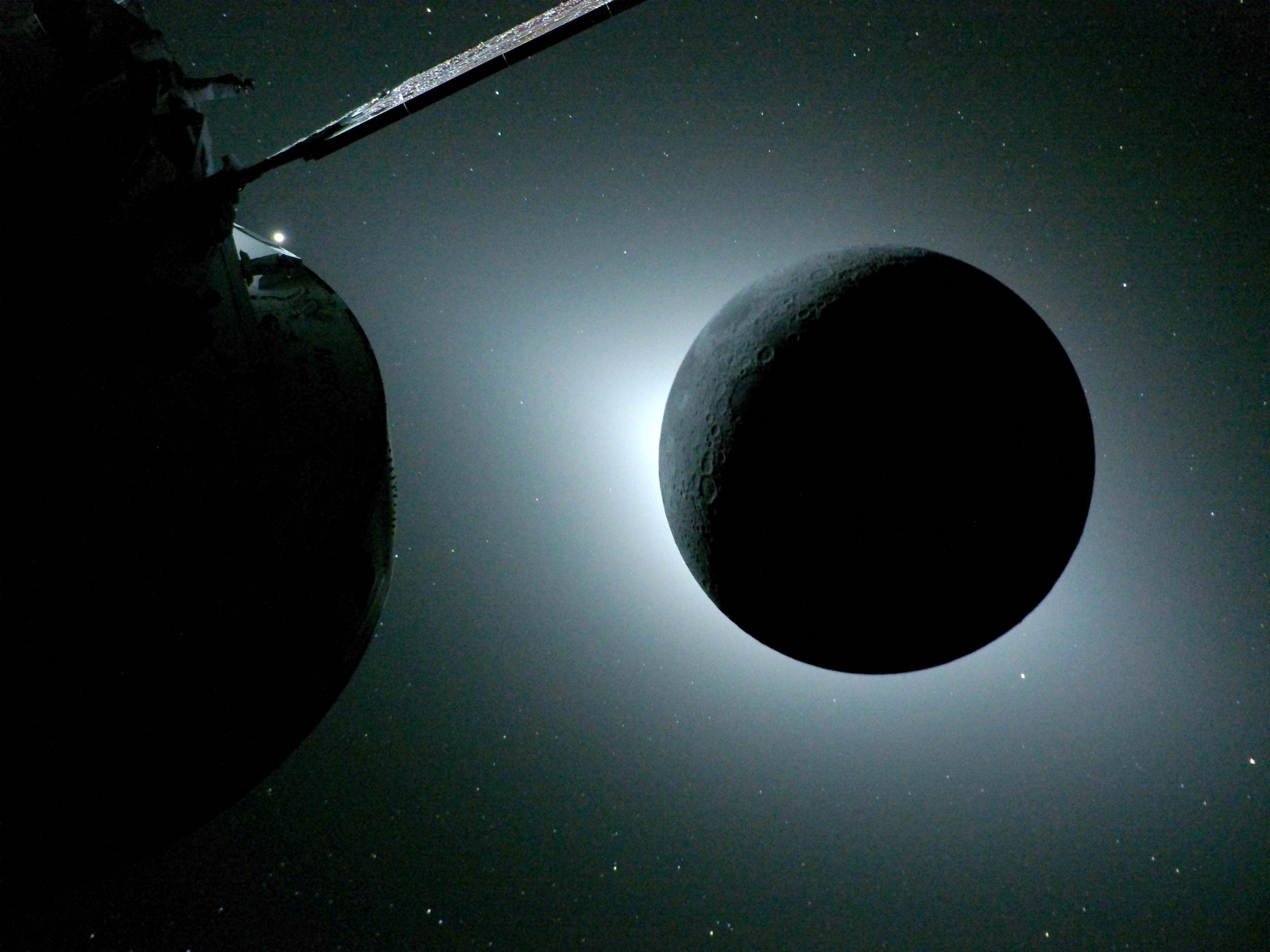 阿尔忒弥斯2号 猎户座飞船服务舱拍摄的日食 