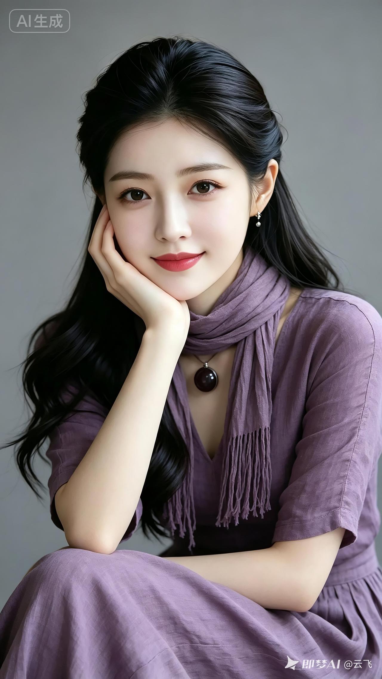 近拍上半身画面，一位东方亚洲女性映入眼帘。她目光温婉，身姿娇俏动人。身着一件紧身