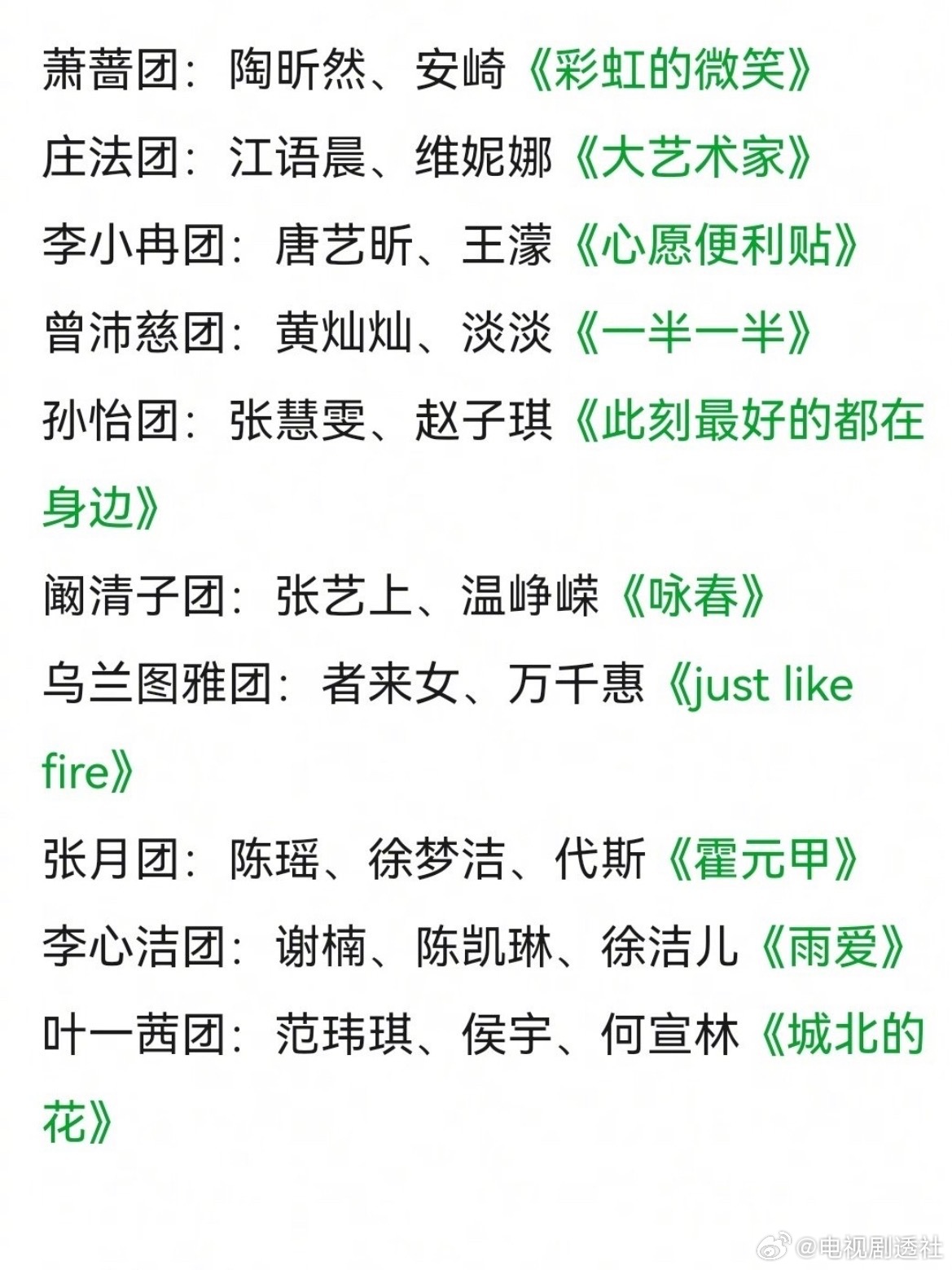 浪姐一公分组和选曲：《咏春》阚清子、张艺上、温峥嵘 《彩虹的微笑》萧蔷、陶昕然、