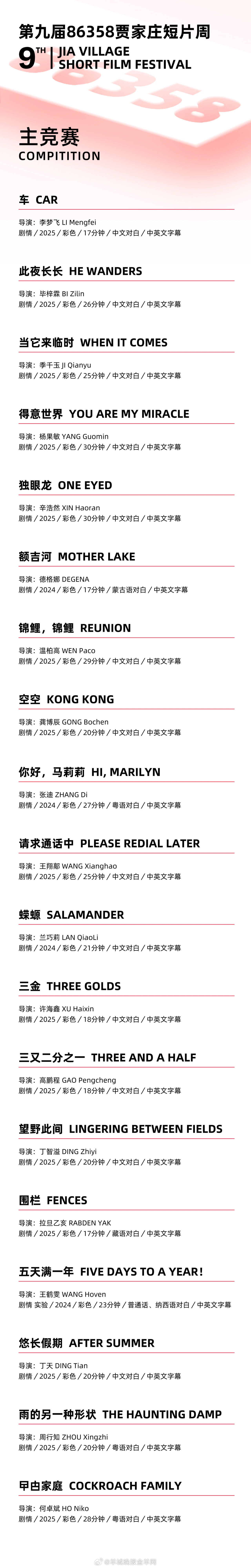 由山海计划扶持拍摄的短片《你好，马莉莉》（张迪导演）、《锦鲤，锦鲤》（温柏高导演