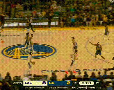 背后运球过掉了波杰姆斯基湖人vs勇士