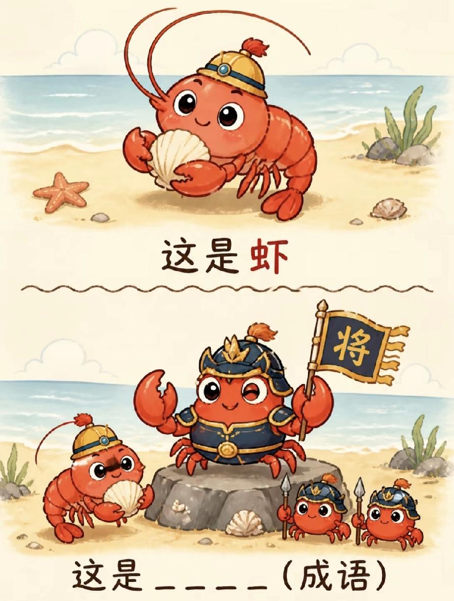看图猜成语！虾和螃蟹成将领，这题你能秒猜吗
