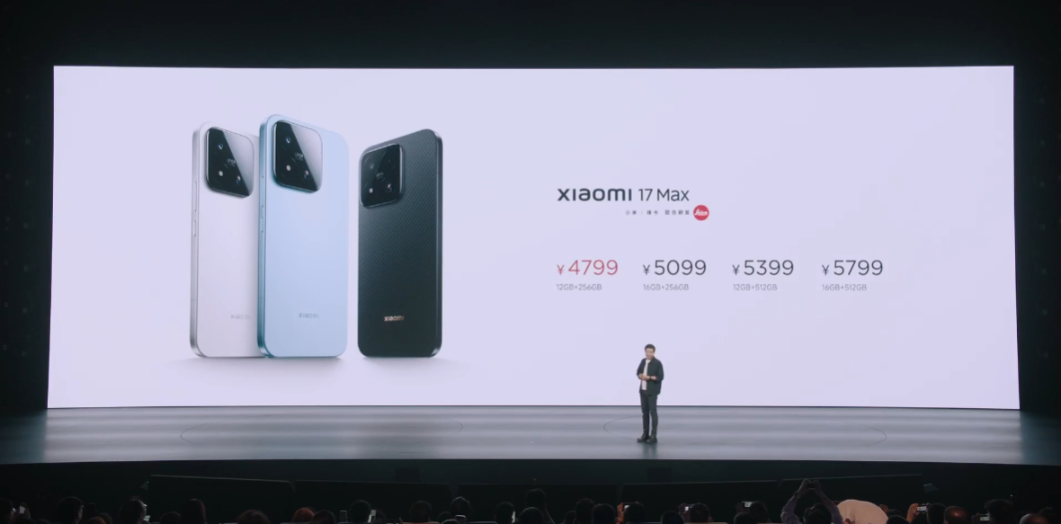 小米17MAX上市了12+256=479916+256=509912+512=5