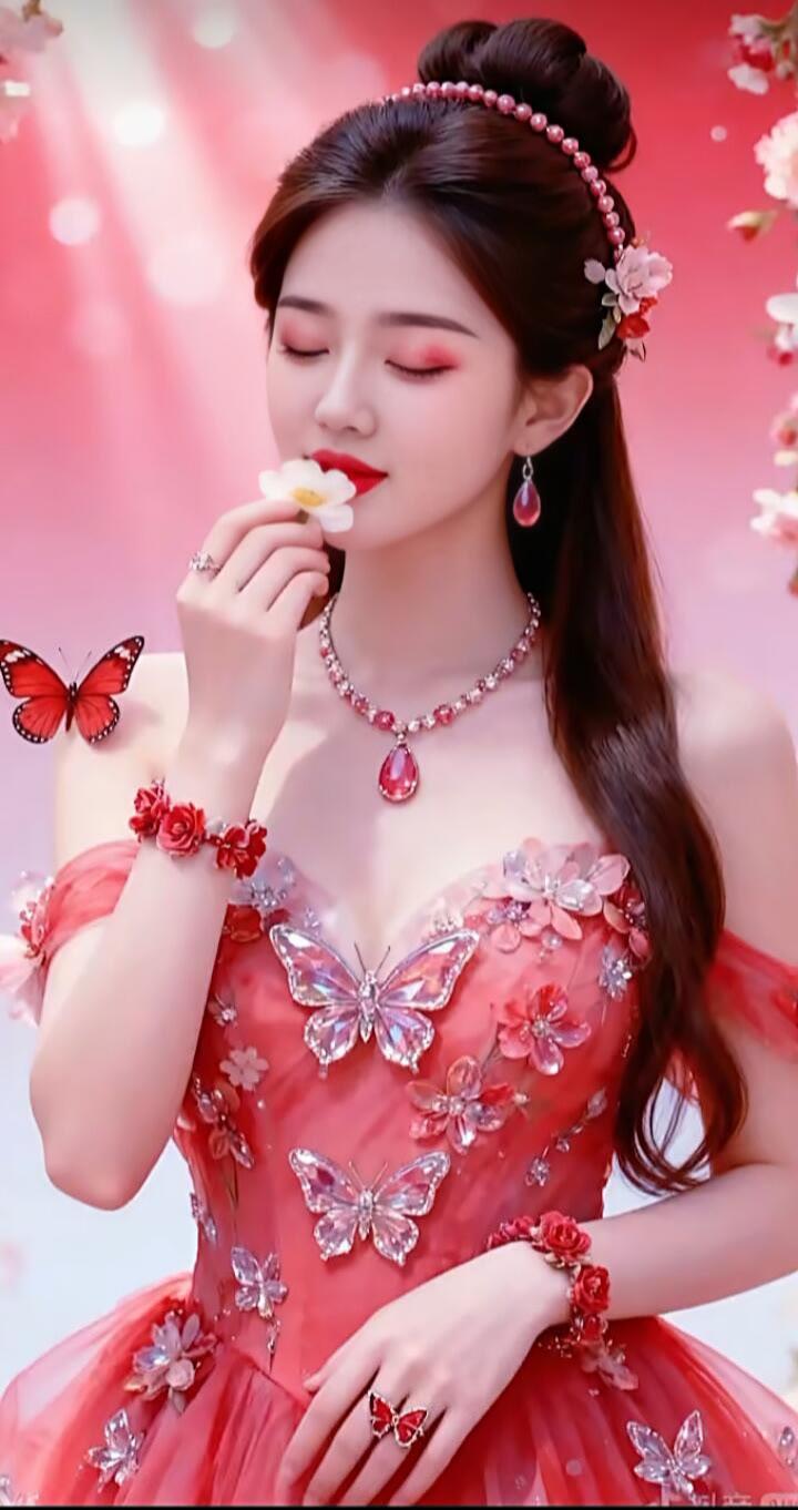 梦幻粉嫩少女风，蝴蝶仙子优雅绽放！🌸🦋✨