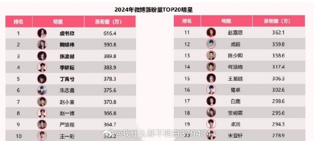 2024明星微博涨粉量top20[老师爱你]有人断层出圈有人稳定发挥 