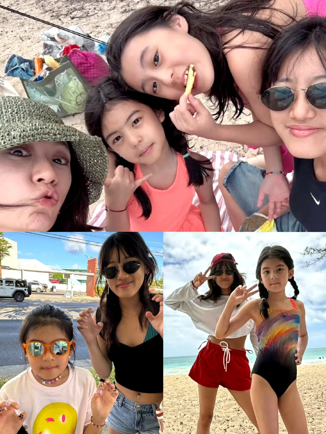 贾静雯带女儿们过暑假❗全家都是大美人