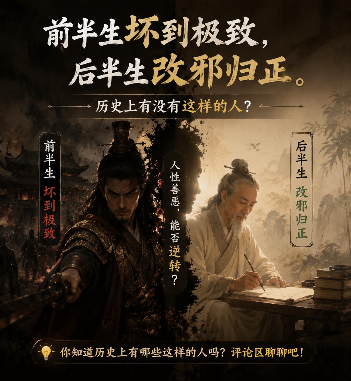历史上有没有过这样一个人？前半生坏到极致，后半生改邪归正。