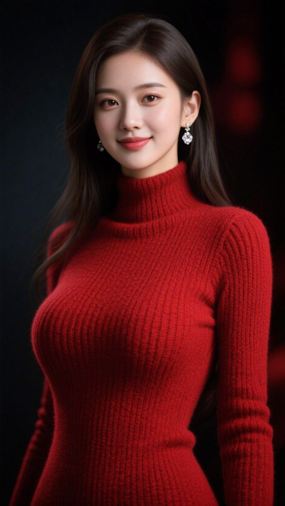 《红绒裹着冬的温》
 
暗境中的红，似将秋末暖枫揉进了绒线的纹路里。她立于光影交