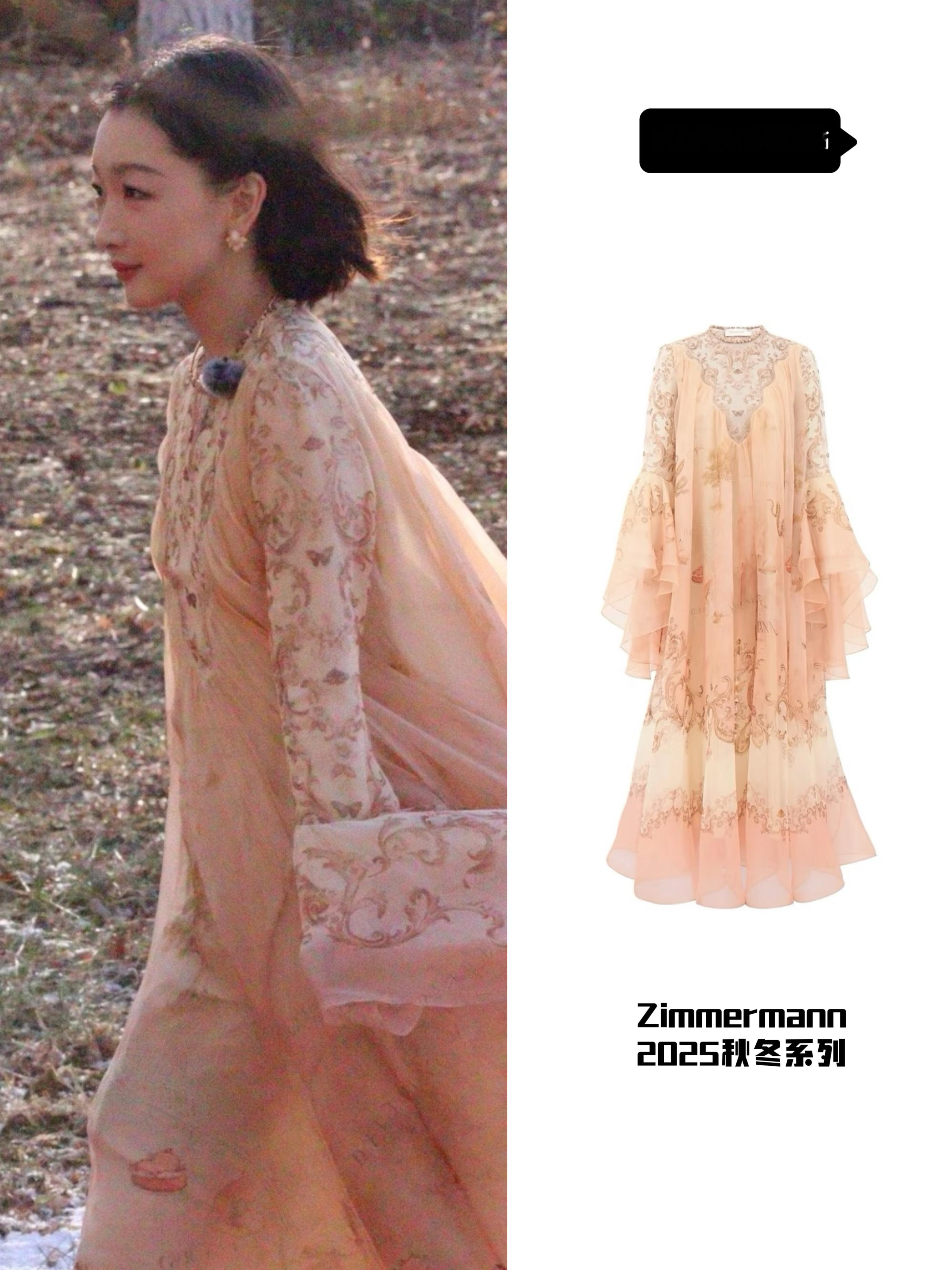 周冬雨下车时裙子被车门卡住，耐心处理淡定。周冬雨12.14穿着一些梦幻的网纱裙出