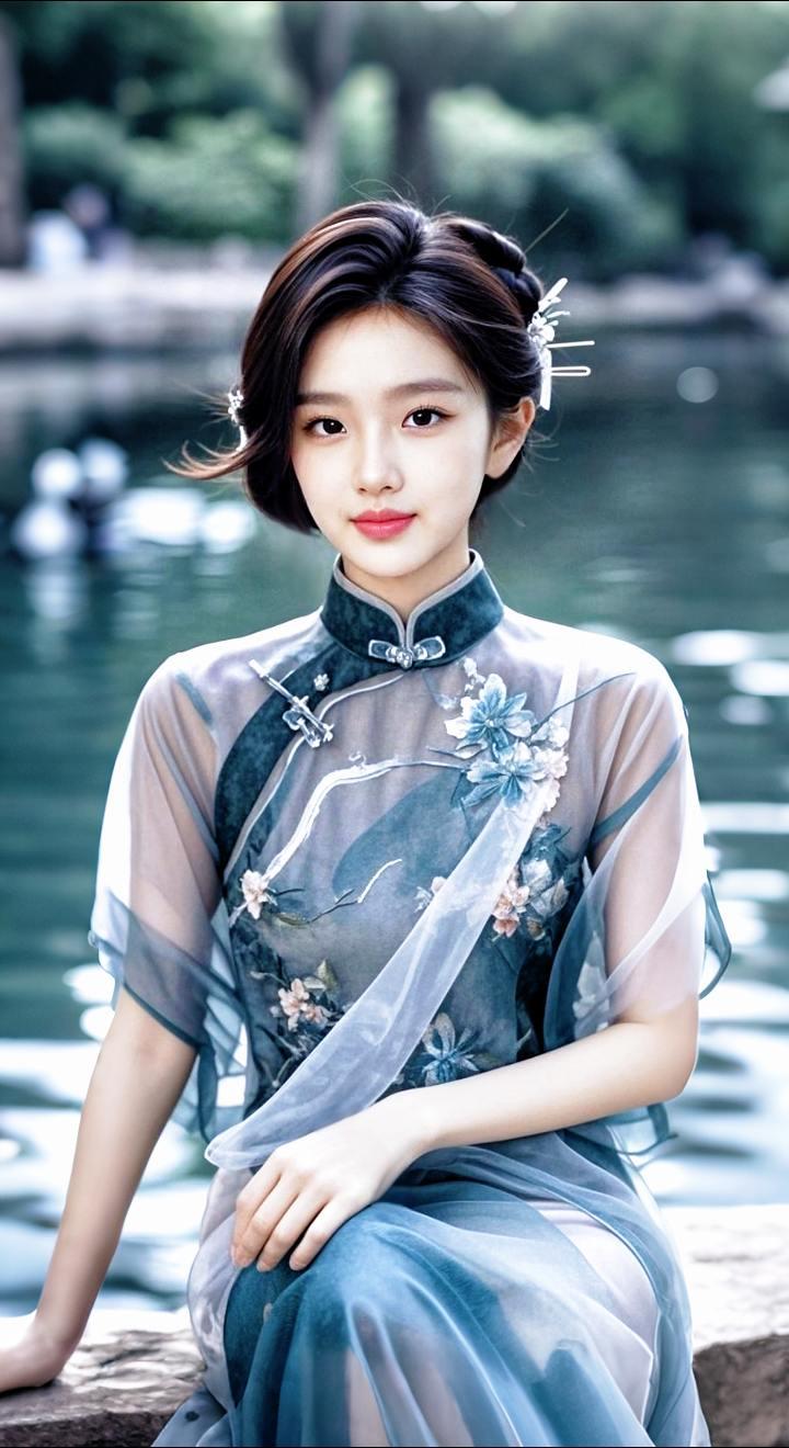 AI扩图 AI水墨佳人