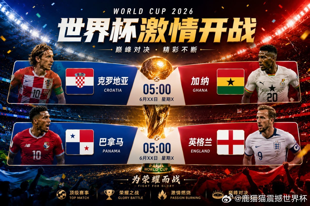 🏆 世界杯 05:00 双场开战！🇭🇷 克罗地亚vs加纳  🇬🇭🇵?