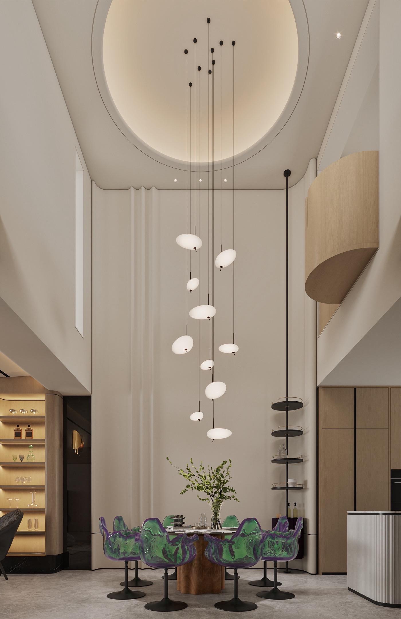 昆明别墅设计｜客餐厨+花园，把生活过成诗。昆明时尚联排别墅设计