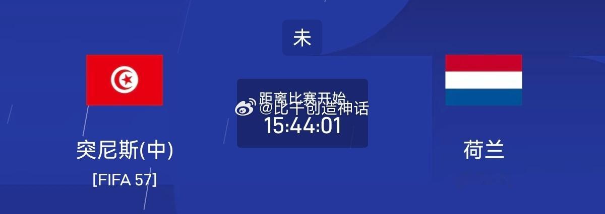 今日足球单场赛事前瞻分析057 世界杯 突尼斯VS荷兰方向：客胜年龄：03 04