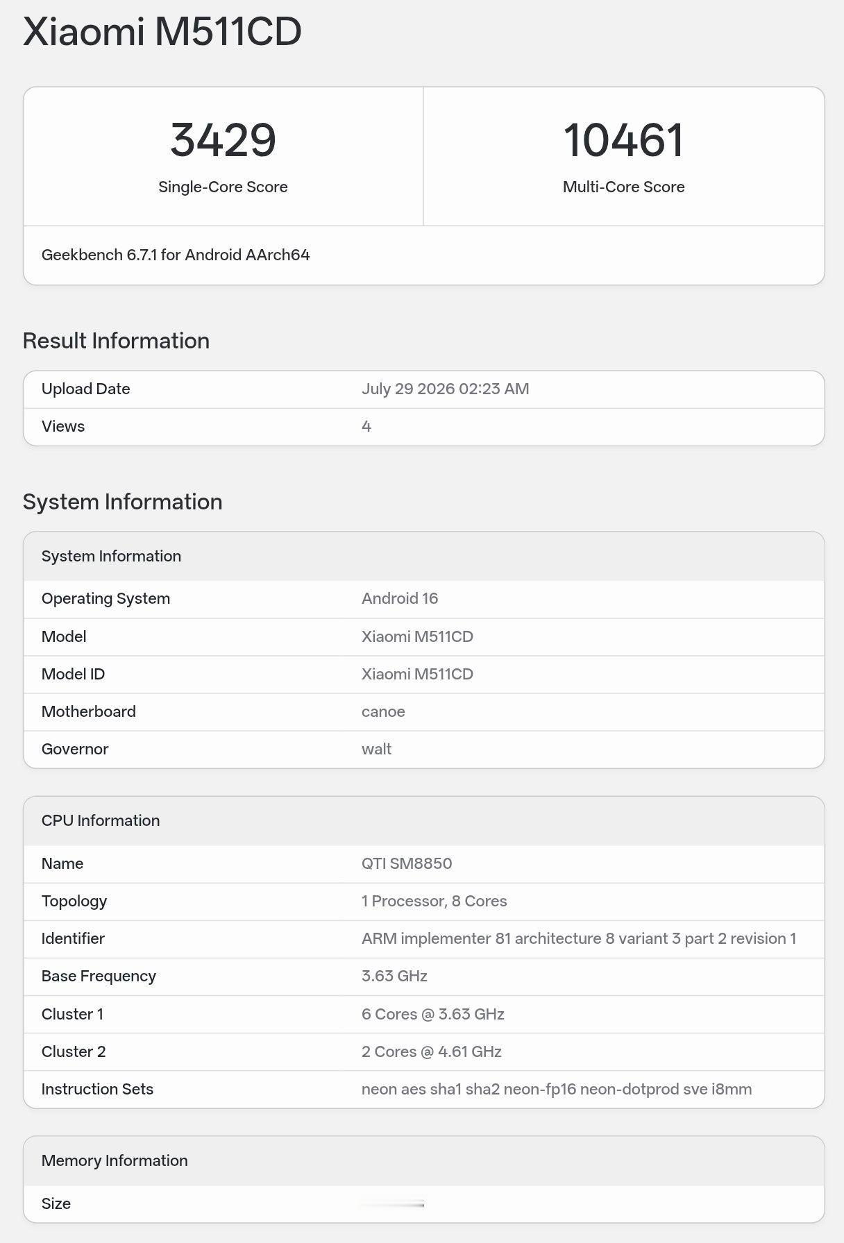 REDMI K100 Pro现身 Geekbench6 数据库型号：Xiaomi