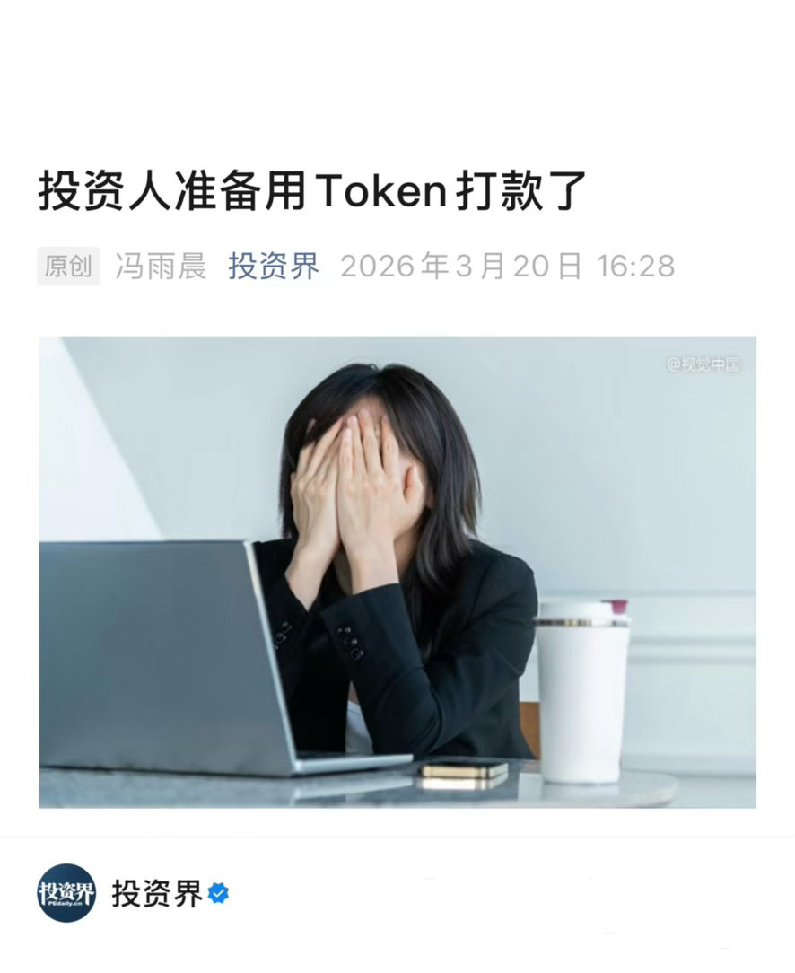 【投资人准备用Token打款了】　　（投资界 2026年3月20日 16:28 