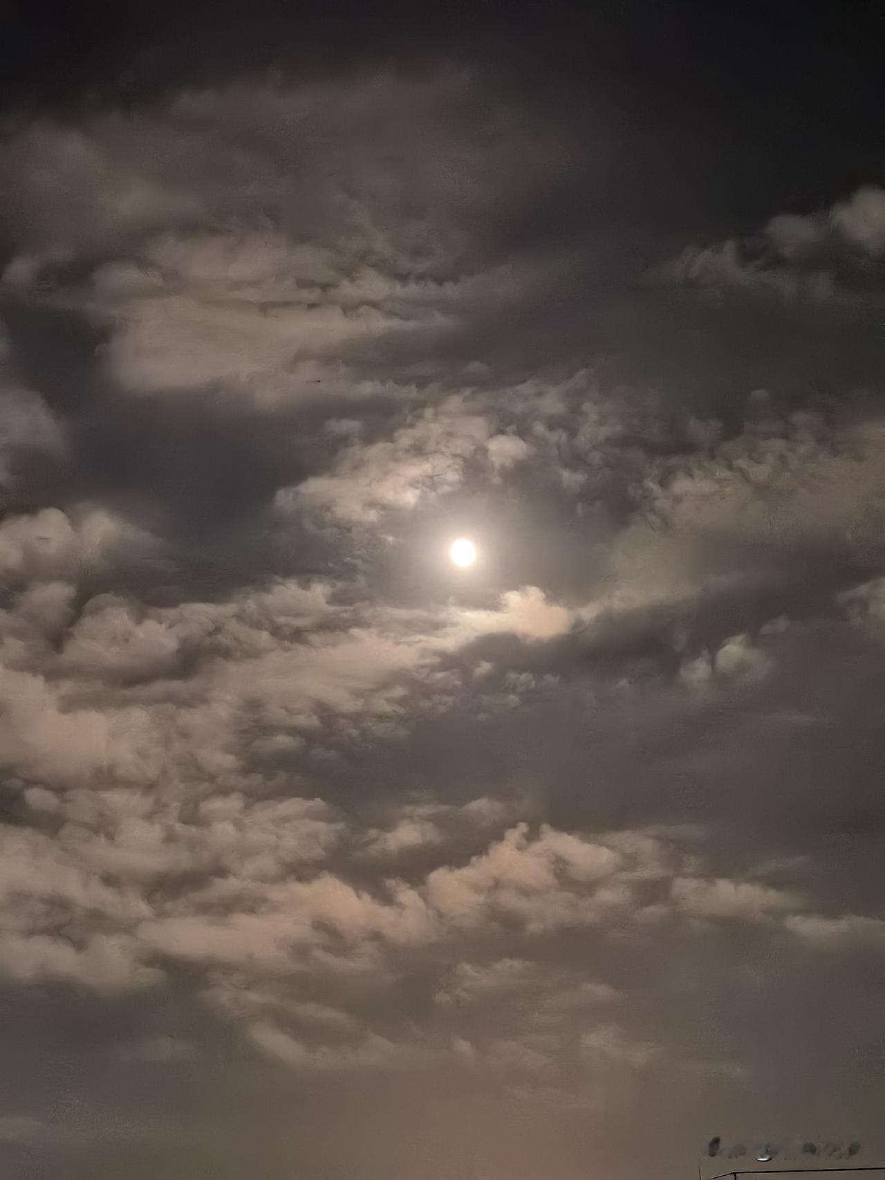 立秋后的月夜，云如薄纱轻笼，月似孤灯隐现。
风过处，云影流动，月光碎作银鳞，洒落
