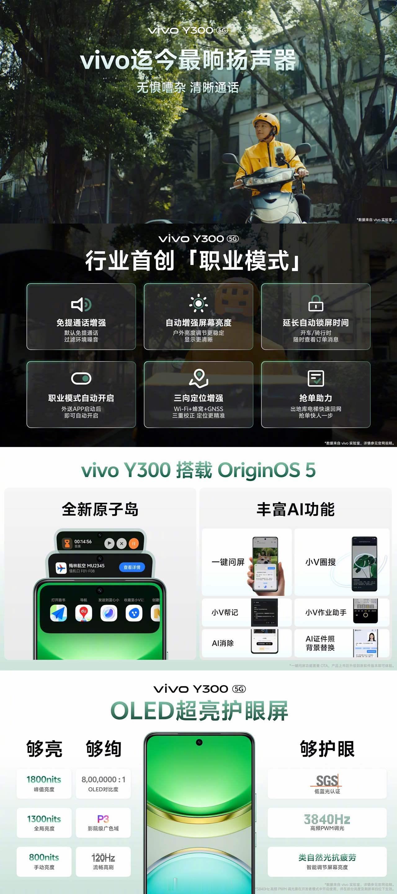 vivo Y300正式发布，1399元起主要有两个卖点，超强外放，超长续航：超美