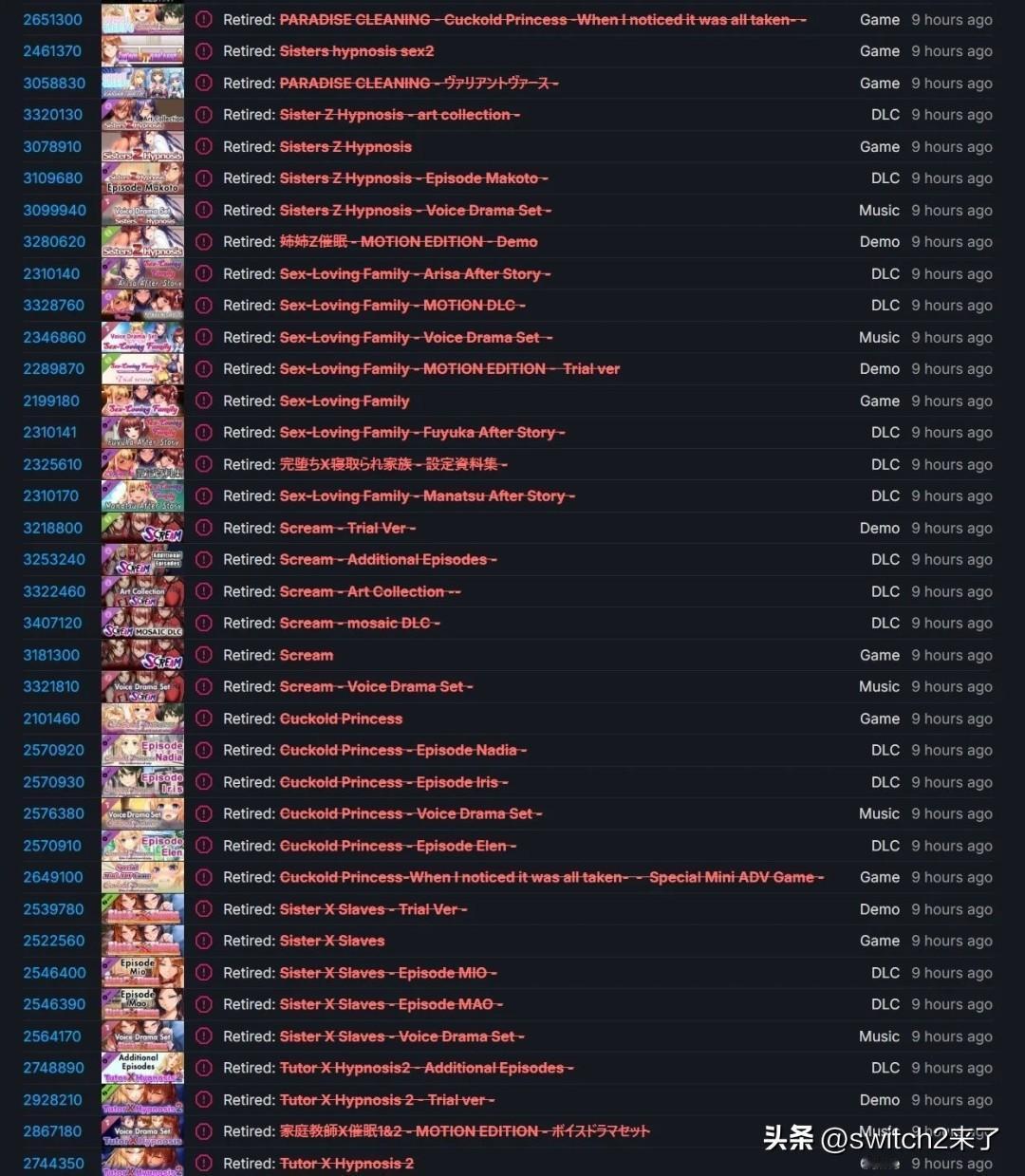 在面向开发者的Steamworks文档中，“不应在Steam上发布的内容”部分新