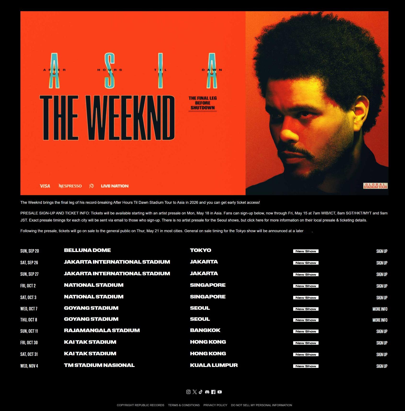 The Weeknd 最新巡演『After Hours til Dawn Tou