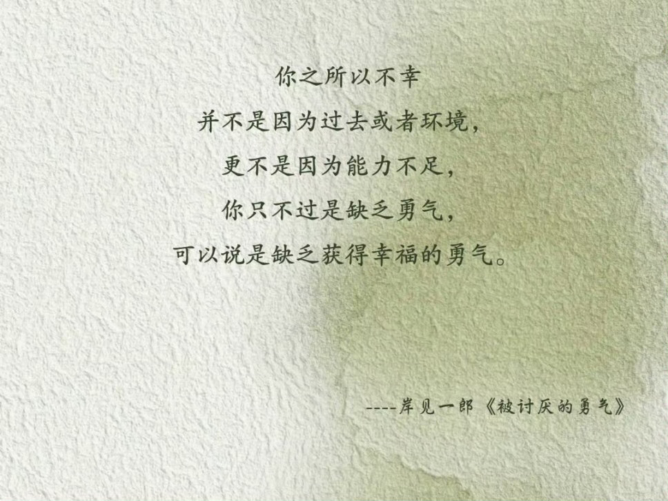 有人讨厌你，就有人喜欢你，但他们都不能定义你！－－《被讨厌的勇气》 